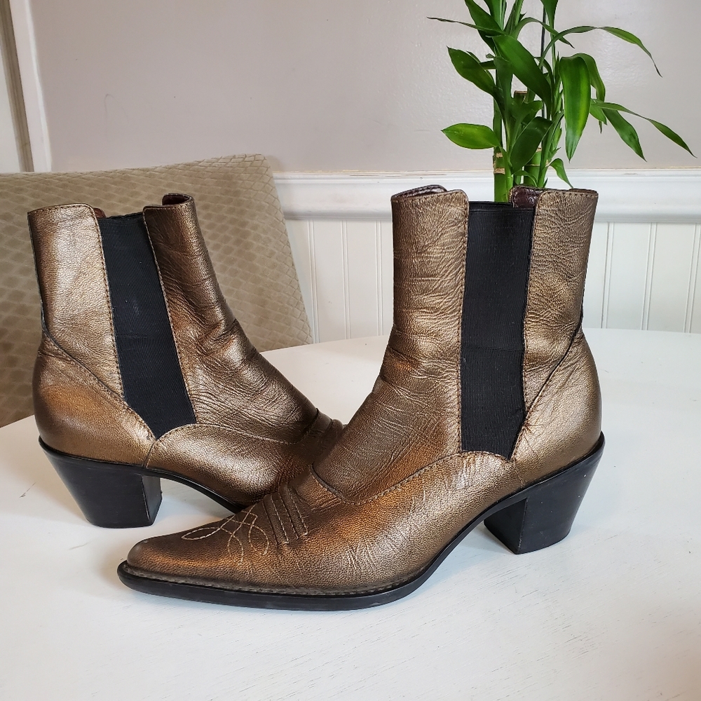 Franco sarto cowboy booties metallic